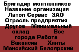 Бригадир монтажников › Название организации ­ Литоп-Сервис, ЗАО › Отрасль предприятия ­ Другое › Минимальный оклад ­ 23 000 - Все города Работа » Вакансии   . Ханты-Мансийский,Белоярский г.